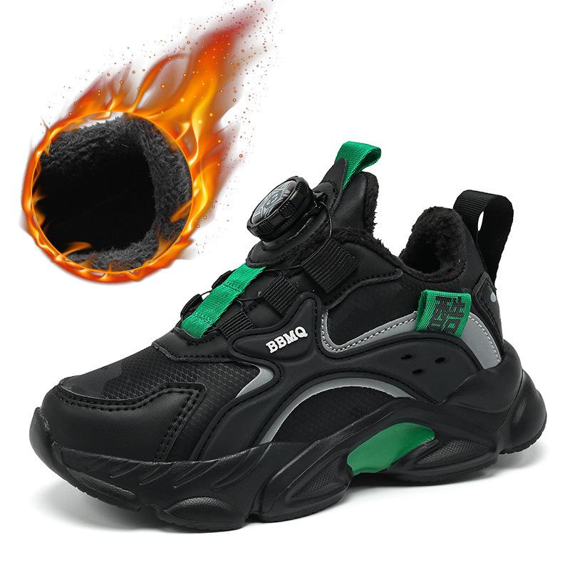 Children's Sports Shoes Women's 2025 Autumn and Winter Casual Shoes Boys' Shoes Medium and Older Children's Velvet Warm Leather Waterproof Children