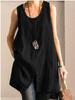 2024 Summer Women's Cotton Linen Sleeveless Vest - Solid Color Casual Shirt Top