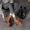 The First Layer of Cowhide Martin Boots for Women In the Autumn and Winter of 2025, the New Retro Lace-up Leather Platform Muffin Shoes for Women Wi