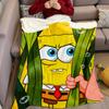 S-SpongeBobS-s Flannel Blanket Warm Soft Halloween Christmas Couch Warm Cozy Decorative Decor Gift for All Season
