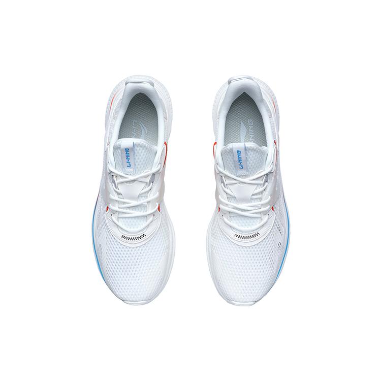 New LiNing Liuyun Cushioning, Slip Resistant, And Abrasion Resistant Low Top Running Shoes White Blue Orange AGLR033-3