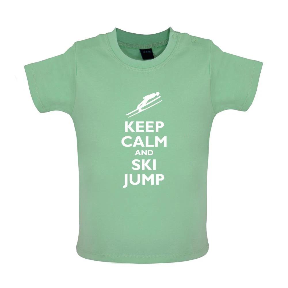 Keep Calm and Ski Jump - Baby Kids Boys Girls Unisex T-Shirt / Babygrow - Skiing Snow Love Slope Sport 130