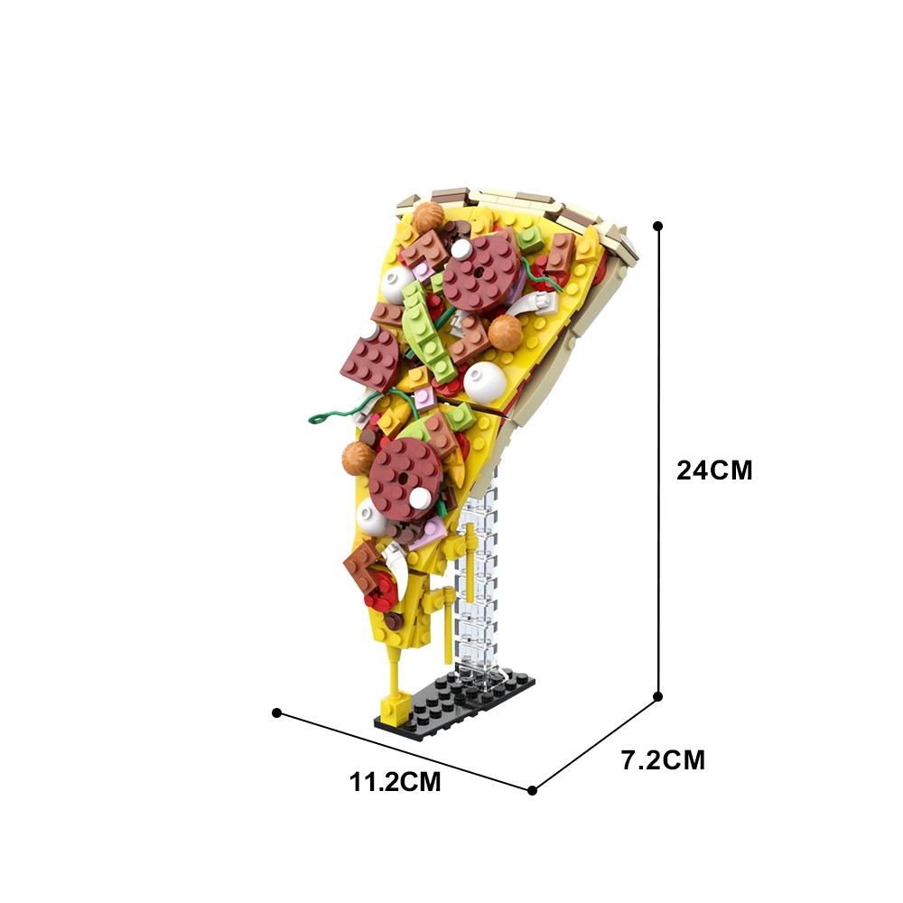 MOC Pizza Slice Building Blocks Model 221PCS Creative DIY Food Bricks Decoration for Restaurant Kids Toys Birthday Present