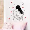 Cartoon Couple Embrace Background Heart-Shaped Living Room Bedroom Home Decor Wall Decoration Self-Adhesive Wall Sticker