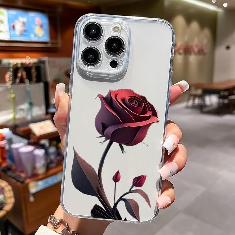 The new dark red rose is suitable for iphone16promax mobile phone case Apple 15 anti-drop 14pro/13/12/11
