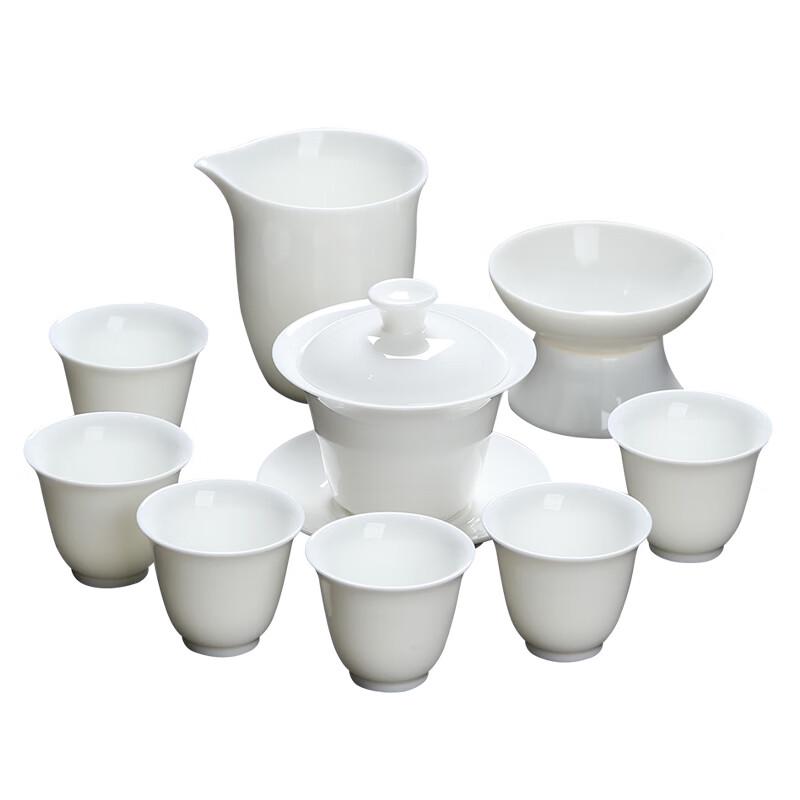Mutton-Fat Jade White Porcelain Kung Fu Tea Set