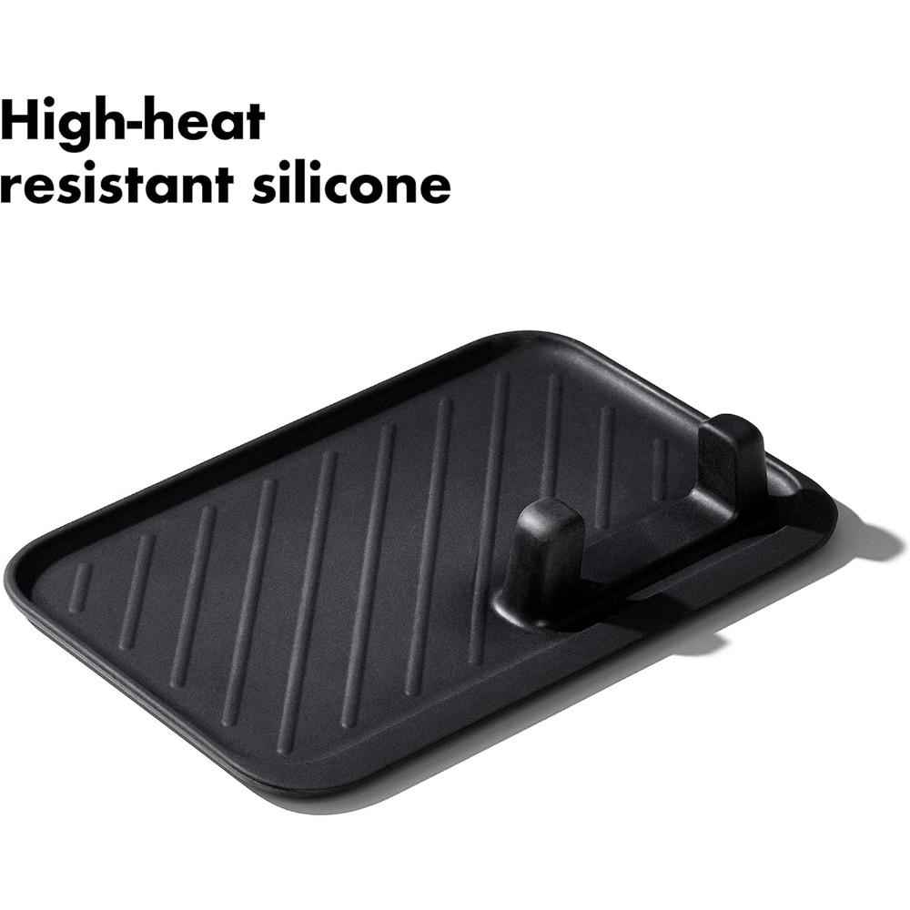 OXO Good Grips Grilling Tools, 3pc Set-Tongs, Turner Rest, Black