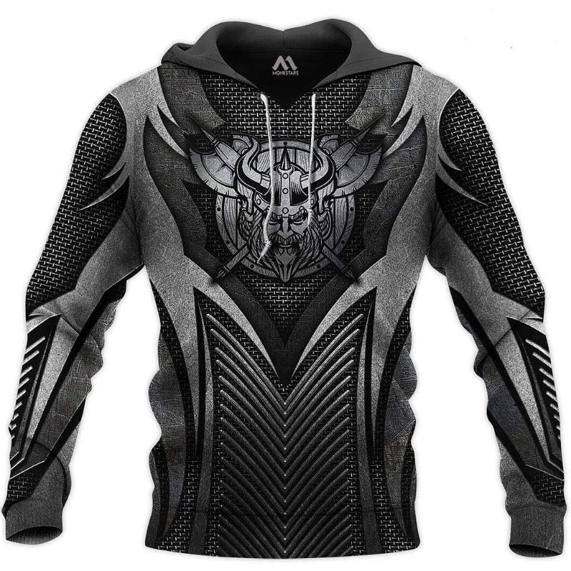 Hoodie Men 3D Print New Viking Mythology Vintage Style Tops Oversized Casual Long Sleeve Pullover Clothes Clothing Spring Autumn