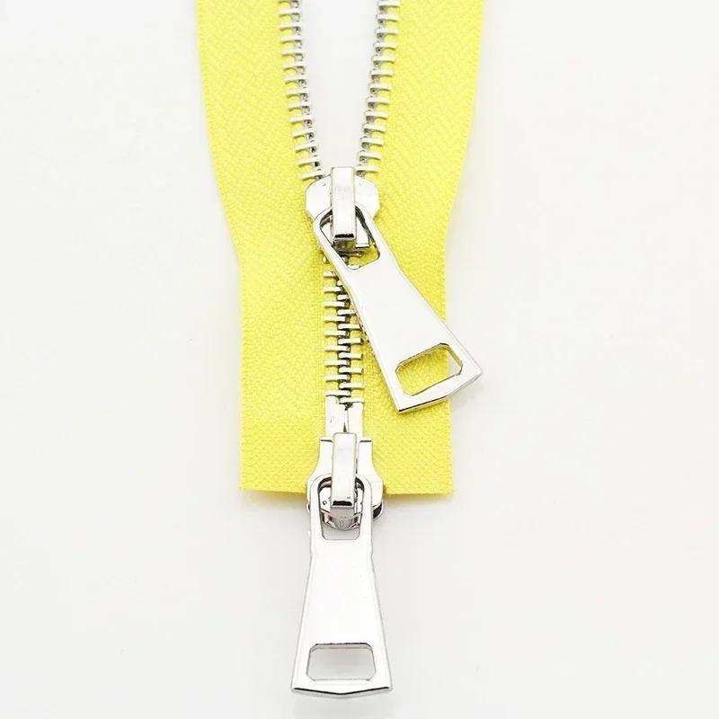 1-5 Stück 5# Metallreißverschlüsse 70/90/120cm Zweischieber Offener Reißverschluss für Daunenjacke Auto-Lock Reißverschluss Nähzubehör für Bekleidung