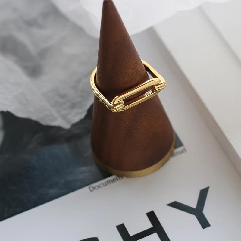 Geometric Smooth CHCI Thin Ring Titanium Steel Fashion Ring Women's Personality Hollow Jewelry