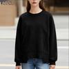 Women Casual Round Neck Loose Long Sleeve Autumn Thin Pullover Tee Tops