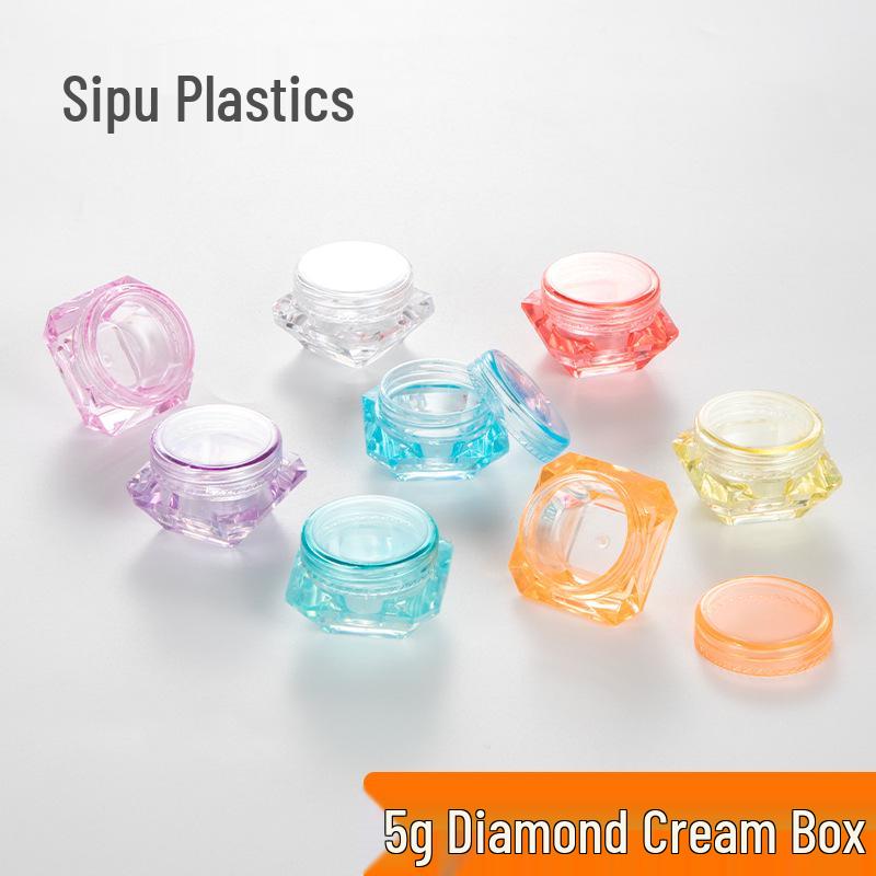 3g/5g Diamond Cream Jar - Refillable Plastic Eye & Face Cream Container.