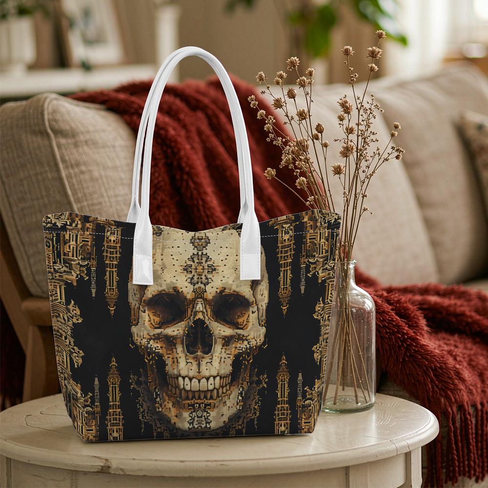 Gothic Skull Print Casual Tote Bag Fashion Daily Carry Shoulder Bag