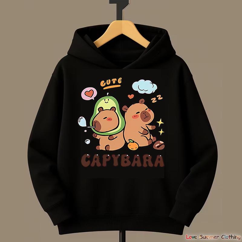Roztomilá kapybara Rozkošné Kawaii dětské oblečení Teplé svetry a mikiny pro venkovní sporty na podzim a zimu pro dívky chlapce