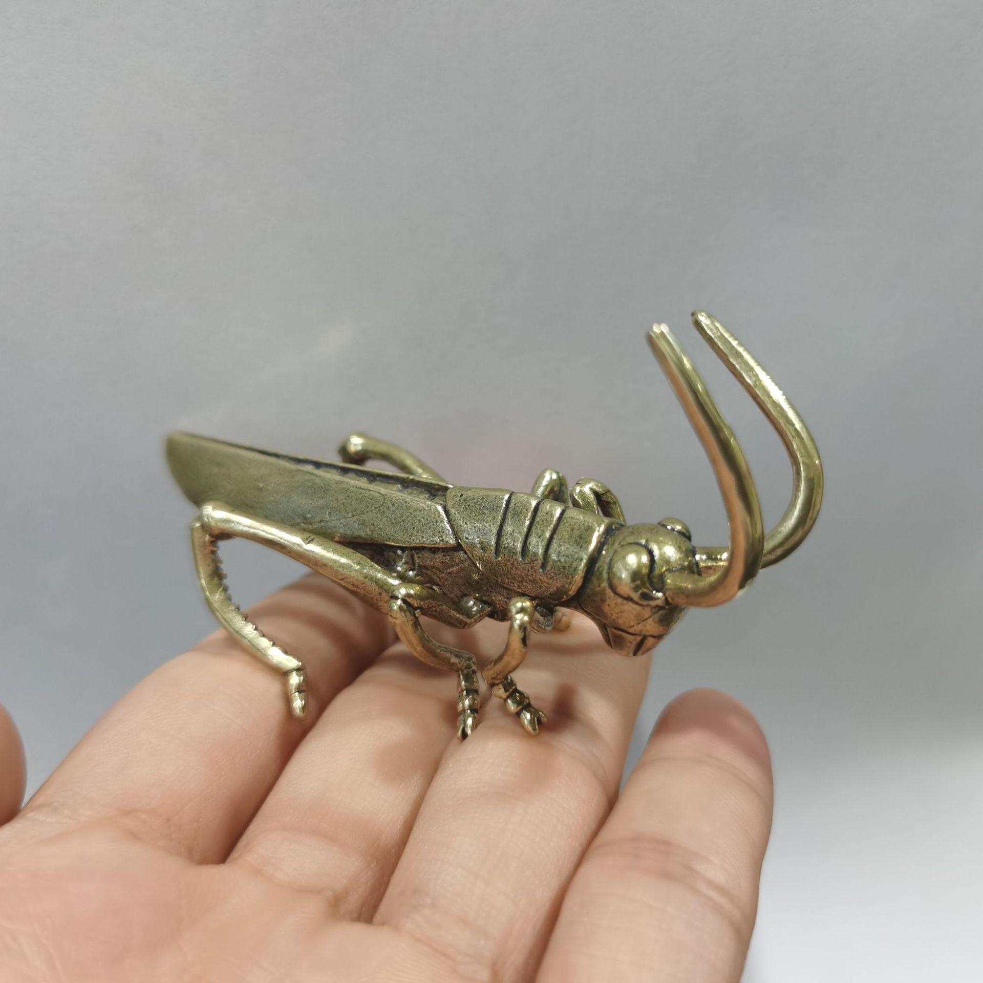 

Украшение для чайного сервиза в виде кузнечика из чистой меди с латунной крышкой - креативный аксессуар для чайного сервиза в стиле кунг-фу