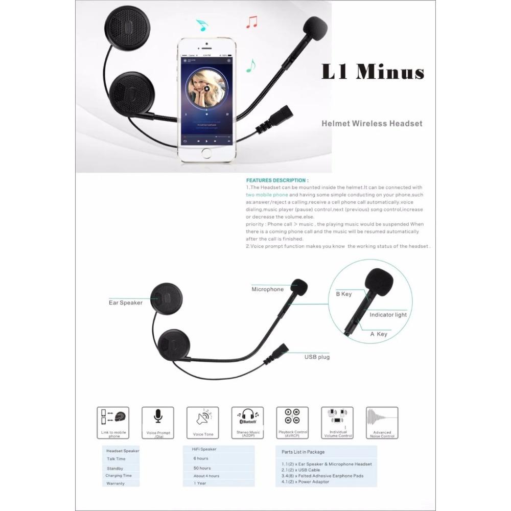 Bezdrátová motocyklová helma L1M Bluetooth Headset mobilní telefon BT sluchátka na motorku