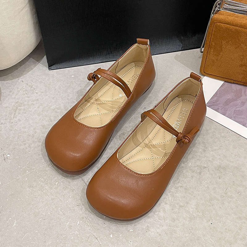 

Туфли феи нежные одинарные туфли женские на плоской подошве 2025 новая осень с юбкой вечерний ветер французские Мэри Джейн туфли бабушки 40 коричневый