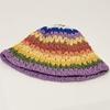 Handwoven Straw Hat Women's Breathable Hollow Rainbow Bucket Hat Bucket Hat Niche Face Small Visor Basin Hat