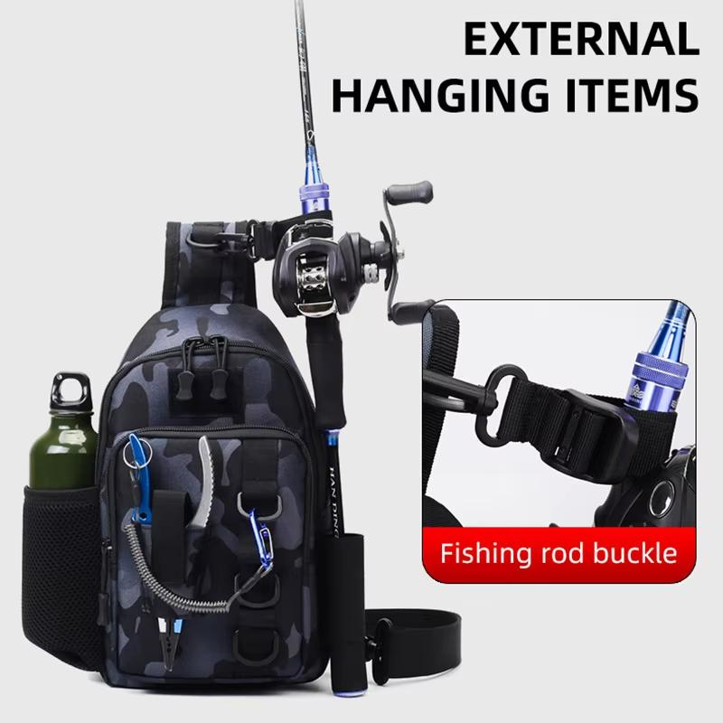 Fischerei Brusttasche Mit Rutenhaltern Taktisch Sport Jagd Rig Tasche Outdoor Wandern Klettern Radfahren Molle Tasche Angelgerät Bauchtasche