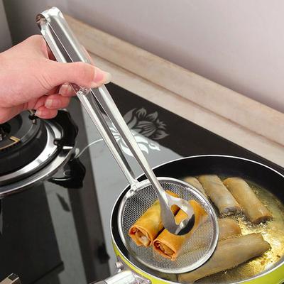 Filtro a morsetto per frittura di olio Cucchiaio in acciaio inossidabile Verdura Snack Filtro per alimenti fritti per ornamenti da cucina per la casa Cucchiaio filtrante