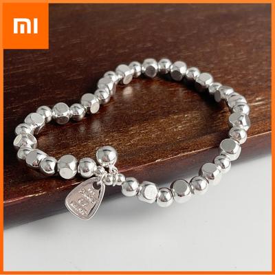 Kadın Erkek için %100 Masif 925 Ayar Gümüş Retro Bileklik Vintage El Yapımı Taşlı Top Basit Bileklik Doğum Günü Hediyesi