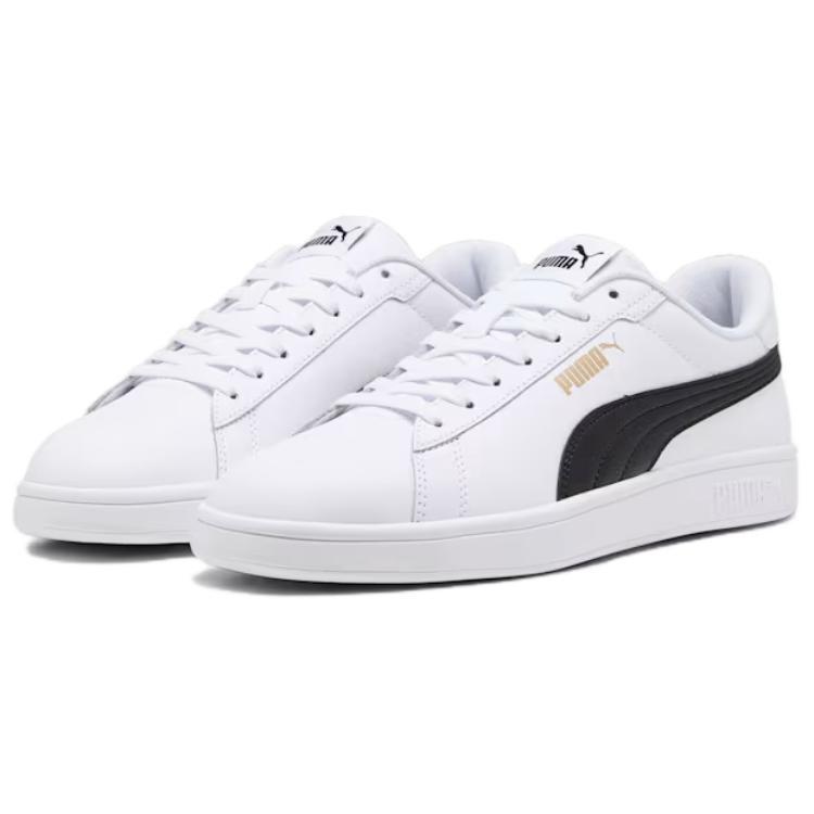 Puma Smash 3.0 L Comfortable Abrasion Resistant Low Top Skateboard Shoes Unisex White Black 390987-11
