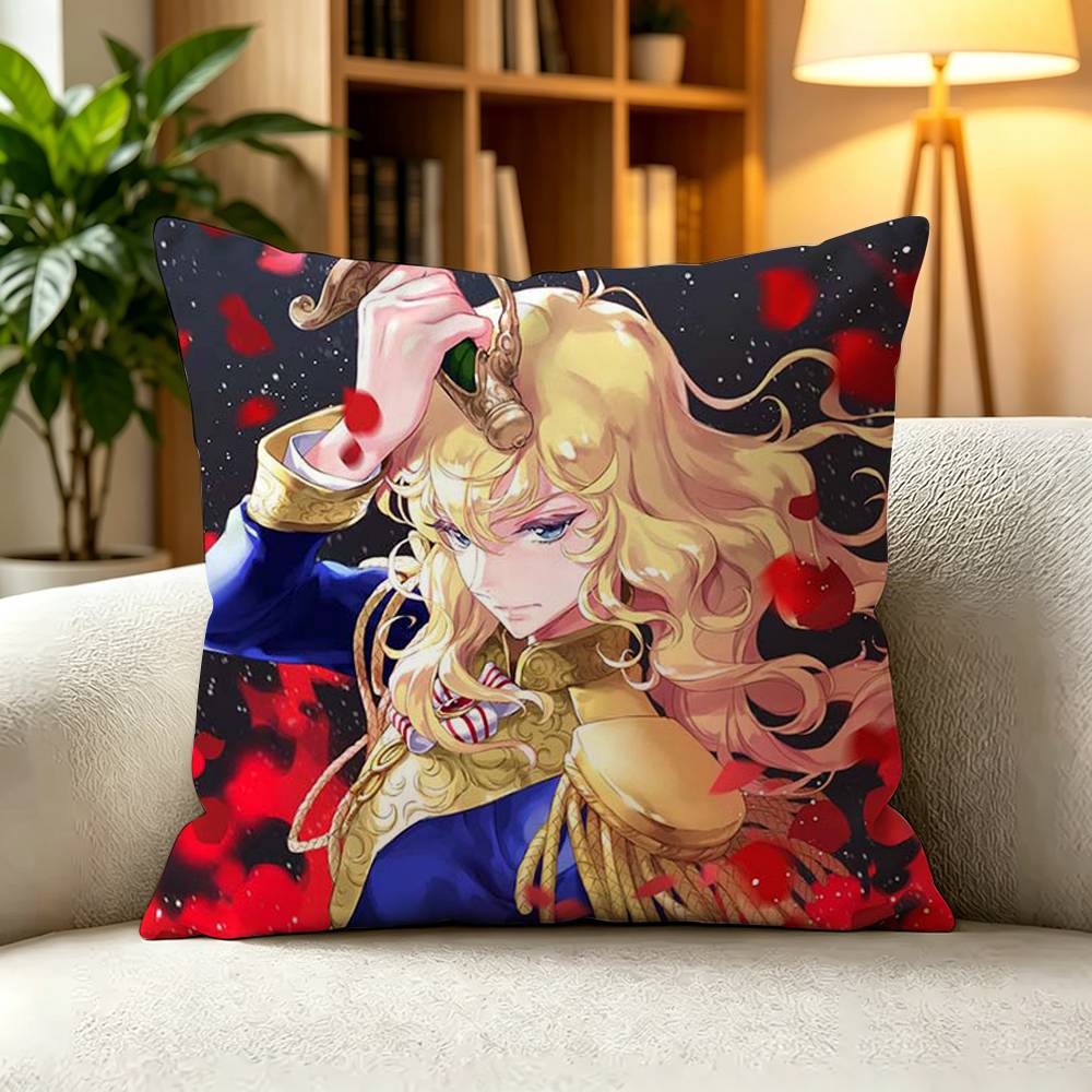 VVintage French Rococo Manga The Rose of Versailles  Pillow Case Square DoubleSided Sofa Cushion Cover Bedroom Bedside Pillow