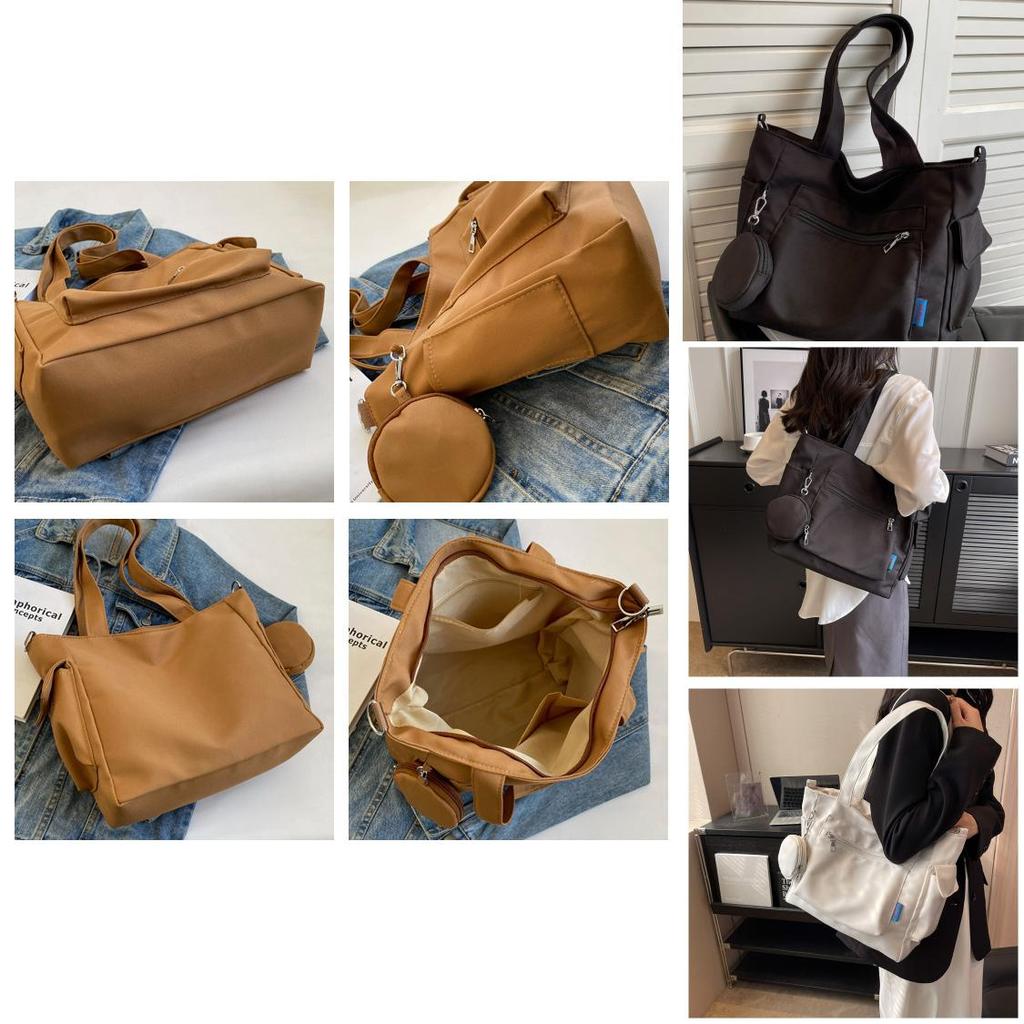 Simple Solid Color Large Capacity Women Casual Oxford Cloth Tote Bag For Students And Commuters