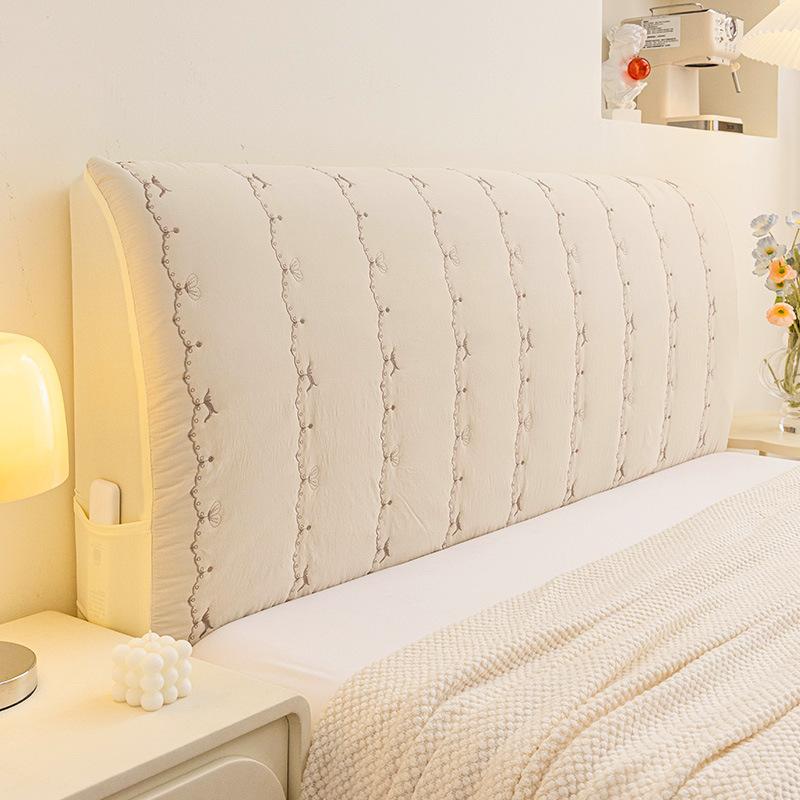 1PC INS Cream Style Full Coverage Headboard Cover Anti-cat Scratch Anti-pilling Dustproof Elastic Soft Bag for Home All Season