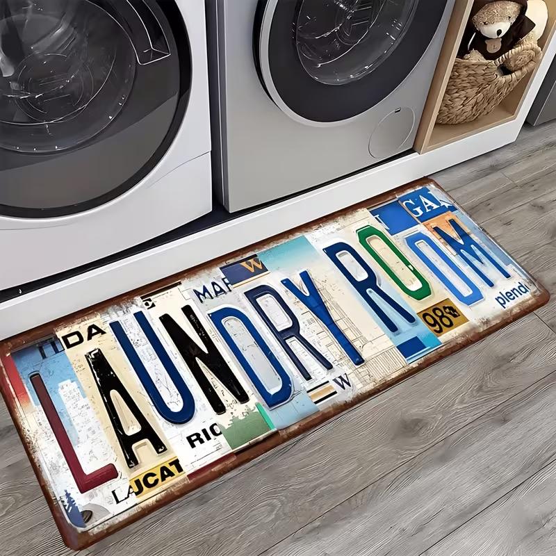 Colorful Laundry Cartoon Printed Rug Non Slip For Kitchen Hallway Living Room Entryway Sink Home Decor Floor Mat Anti-fatigue