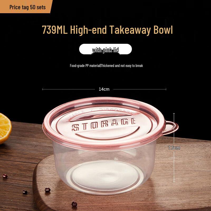 

Round Disposable Plastic Meal Prep Containers with Lids, 50 Count