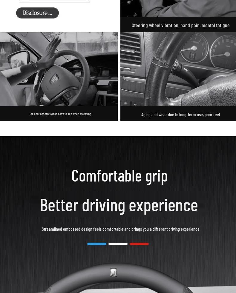 Genuine Leather Steering Wheel Cover for Tank 300 - Ultra-Thin, Universal, All-Season Fit, Cyber Design