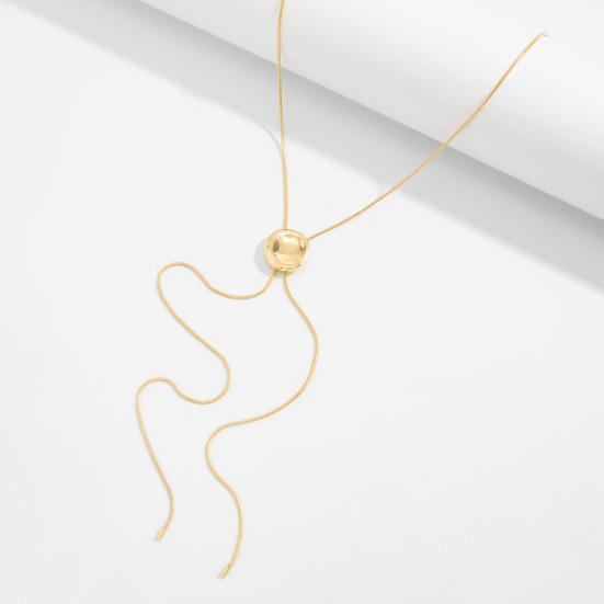 Women Y Necklace, with Pendant Tassel, Adjustable Gold Snake Bone Chain, Pull-Out Design Anti-Oxidation Alloy Jewelry