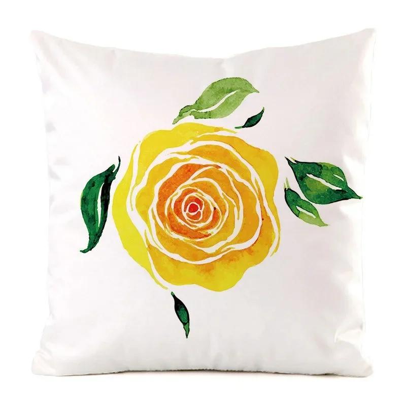 

Office Sofa Car Cushion Cover Luxury Home Decoration Pillow Cover Creative Colorful Rose Pattern 66x66cm