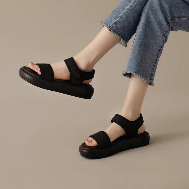 Nowe buty płaskie Damskie buty sportowe plażowe Miękka podeszwa Klapki na rzep