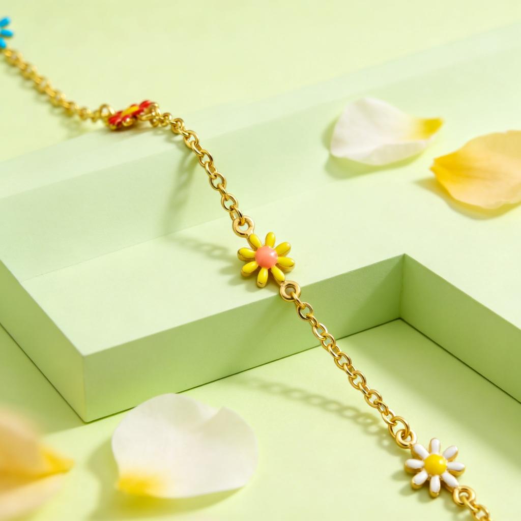Sommer Böhmisches Gänseblümchen-Ketten-Fußkettchen für Damen Mädchen Blumen-Knöchelarmband Bein-Kette Strandparty Urlaub Fußschmuck Geschenk
