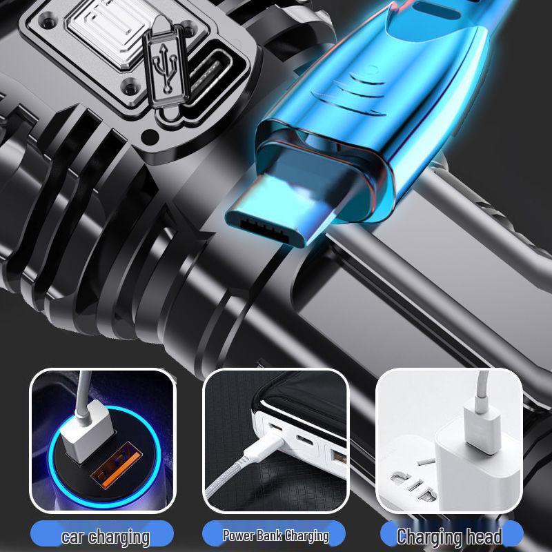 Multifunctional Rechargeable Nine-Core Long-Range Outdoor Flashlight