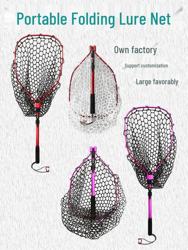 Retractable Quick-Dry Non-Hooking Silicone Fishing Net with Aluminum Alloy Frame