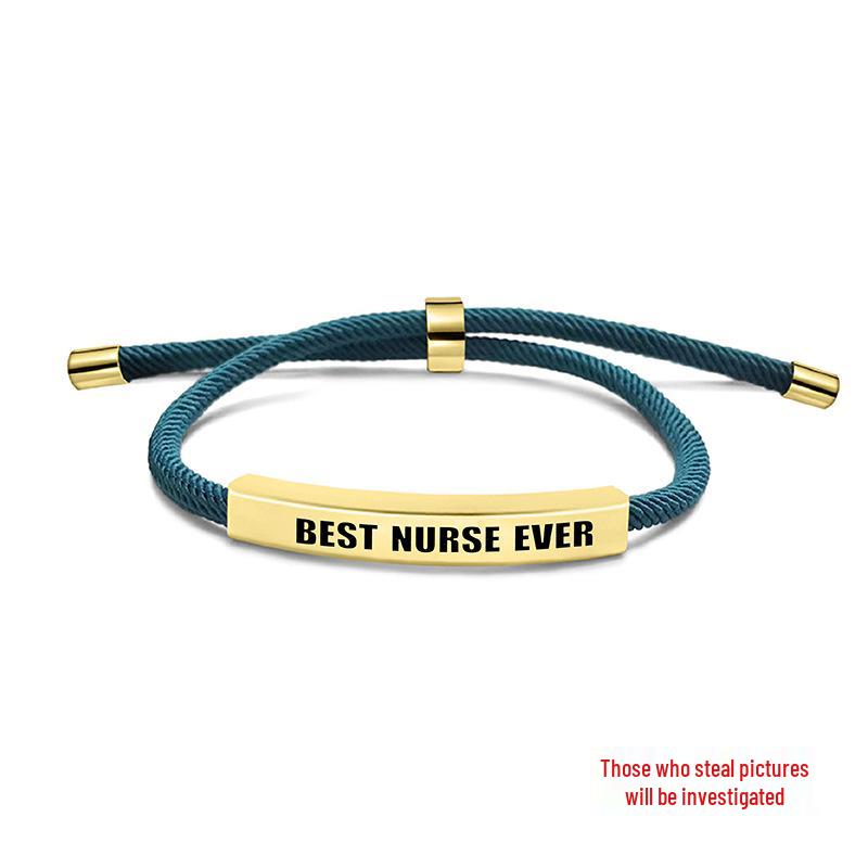 Multi-Color Engraved Stainless Steel Rope Bracelet: Nurse's Day Commemorative Christmas Gift