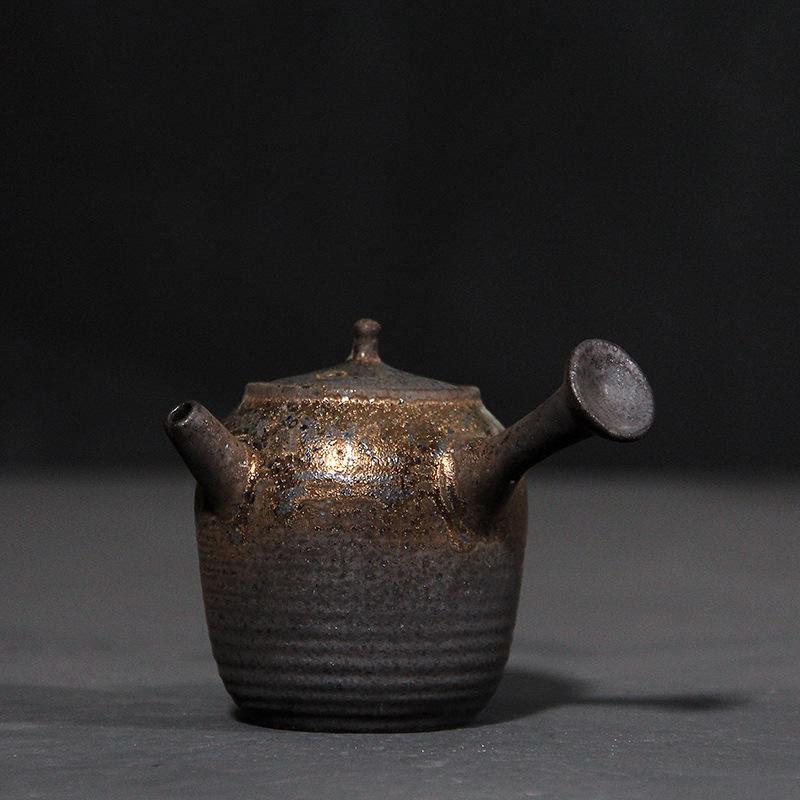 

Japanese-style Coarse Pottery Hand Grab Antique Side Handle Pot Kiln Change Burning Teapot Filter Brewing Teapot Single Pot