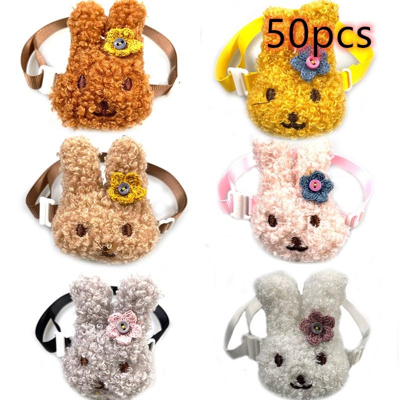 50/100pcs Small Dog Accessories Cute Rabbit Design Dog Puppy Bowties Adjustable Pet Dog Collar Bows Tie Necktie Pet Supplies