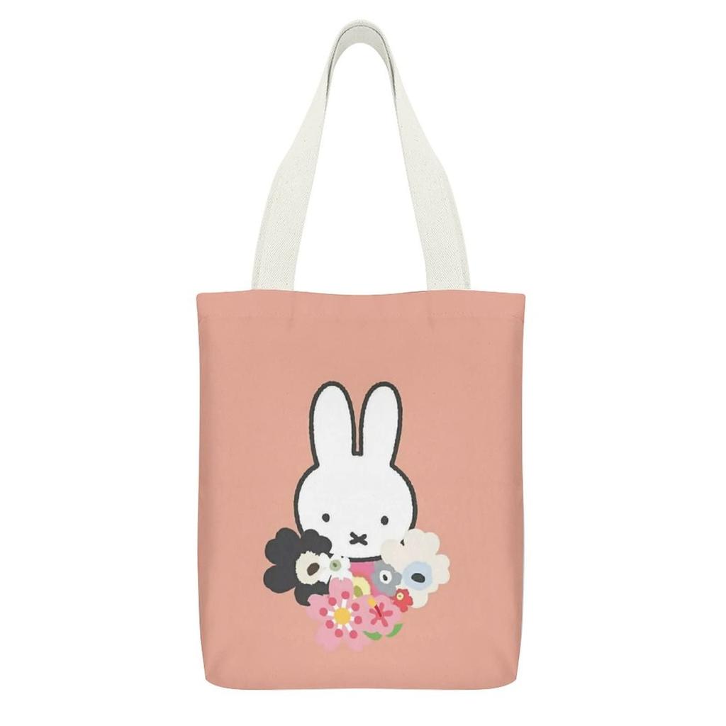 THEBEASTPIE Miffy Tote A4 Canvas Shopping Shoulder Large Capacity Canvas Bag with Perfect for Commuting To Work or Popular and Stylish Character Bag,