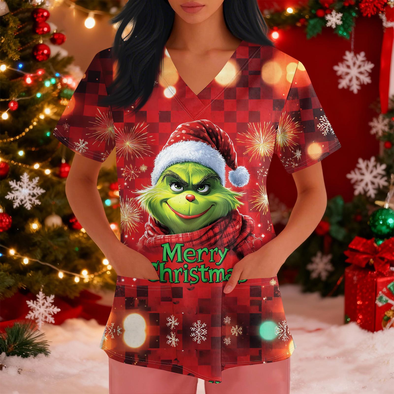 

Women s Loose Short Sleeved Fashionable Tooth Pattern Printing V-neck Buttonable Side Slit Top T-shirt S красный