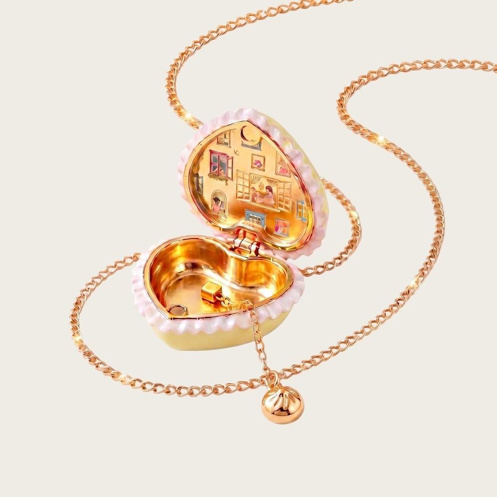 Playful Design Opening Closing Phase Box Necklace Adjustable Chain Hinged Pendant Necklace  Daily