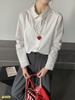 Korean Sweet Lace Lapel Patchwork Long Sleeve Casual Shirt
