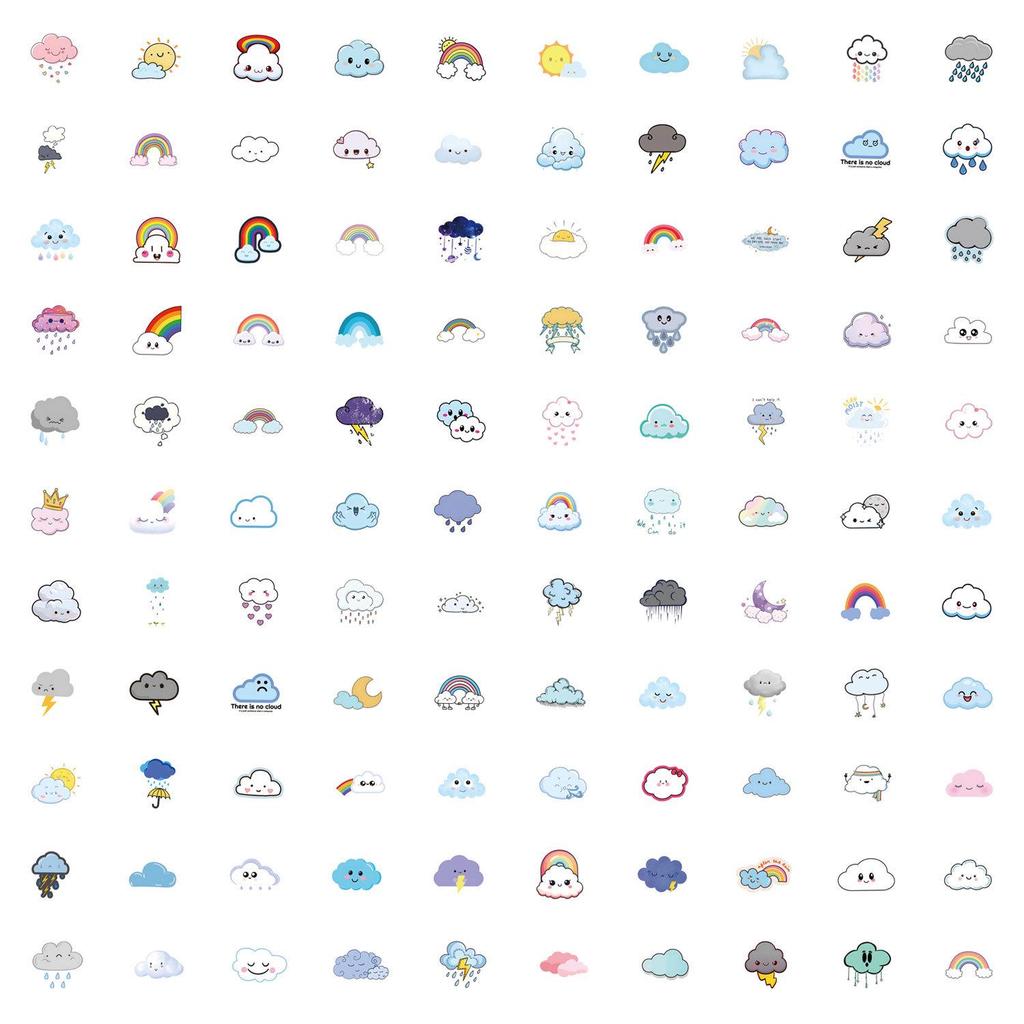 55-110 Cartoon Cloud Graffiti Stickers for Cars, Luggage, and Cups