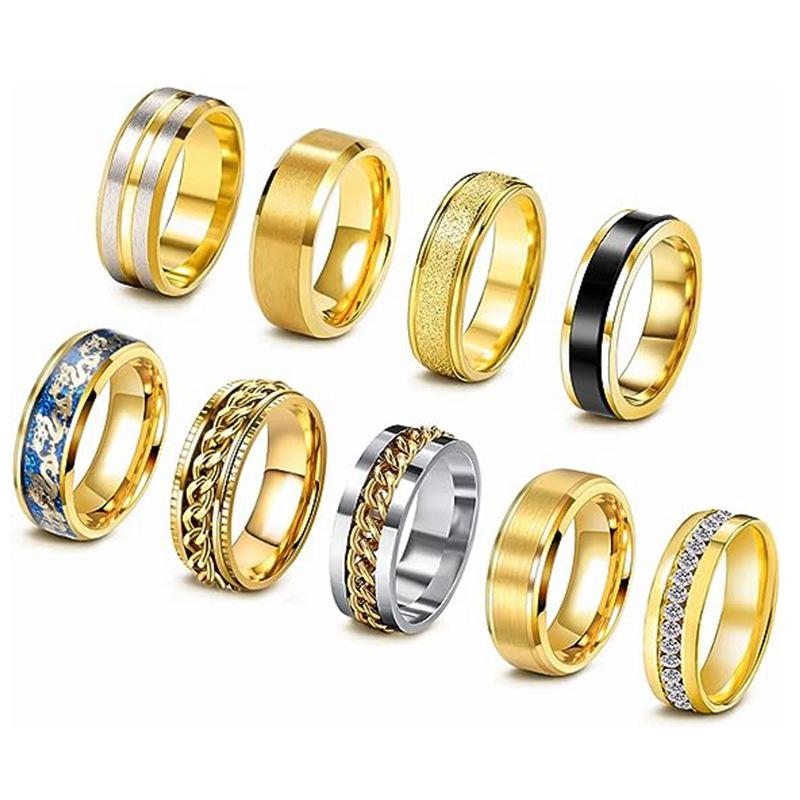 Titanium Steel Rotating Chain Ring Set for Men and Women - 9 Pieces (2024 Fashion)
