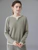 Autumn 2025 Sweet Style Color Block Cashmere Sweater - Loose Fit, Slimming, Short & Warm, Fake Two-Piece Design