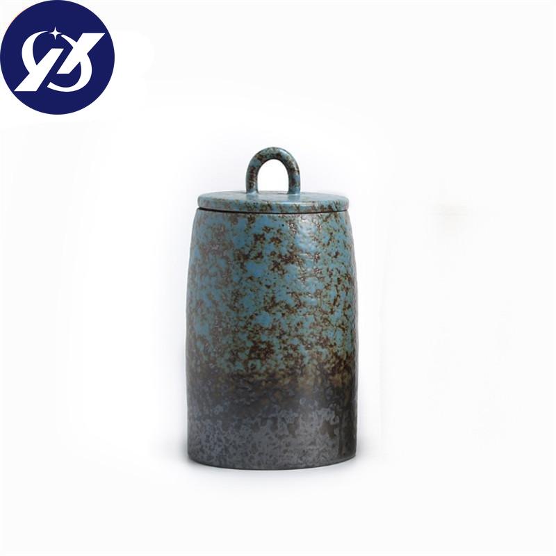 Caddy de té sellado de cerámica japonesa, cerámica gruesa, tarro de especias Vintage grande, contenedor de alimentos