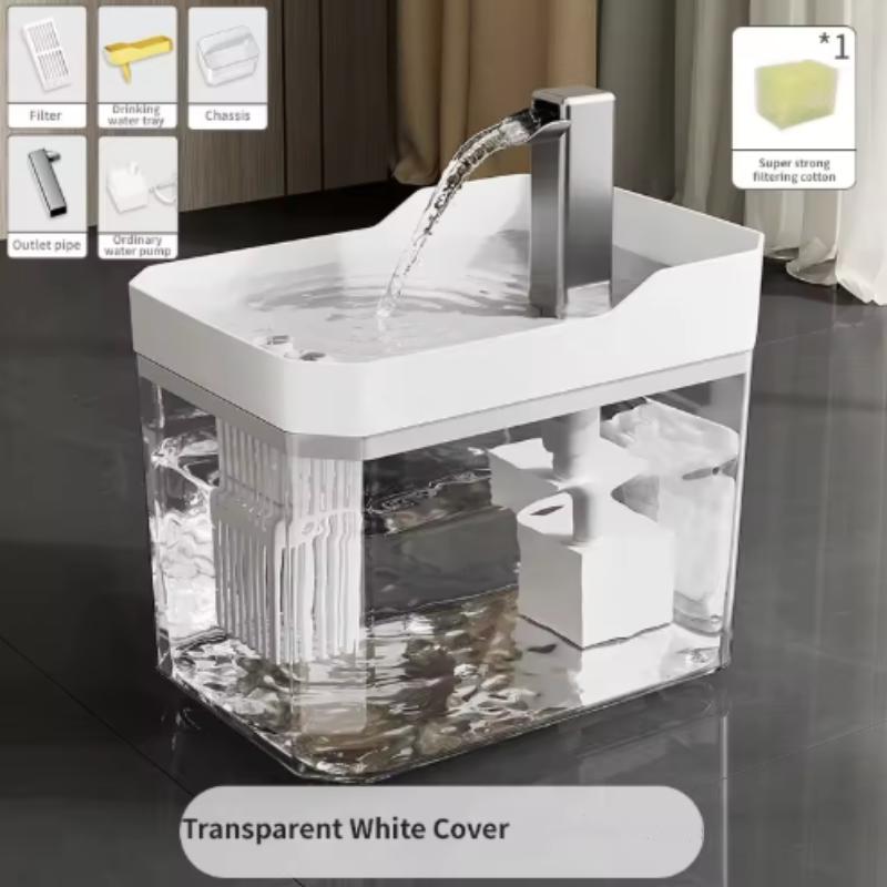 Cat Water Fountain Auto Filter Transparent Drinker USB Anti-Dry Burning Recirculate Filtering Water Dispenser with Pump